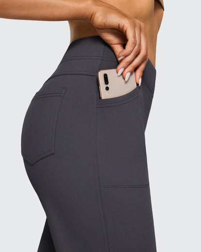Pantalones de trabajo acampanados de tiro alto con forro polar