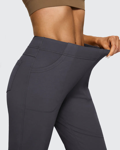 Pantalones de trabajo acampanados de tiro alto con forro polar