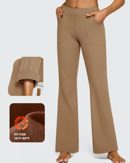 Pantalones de trabajo acampanados de tiro alto con forro polar