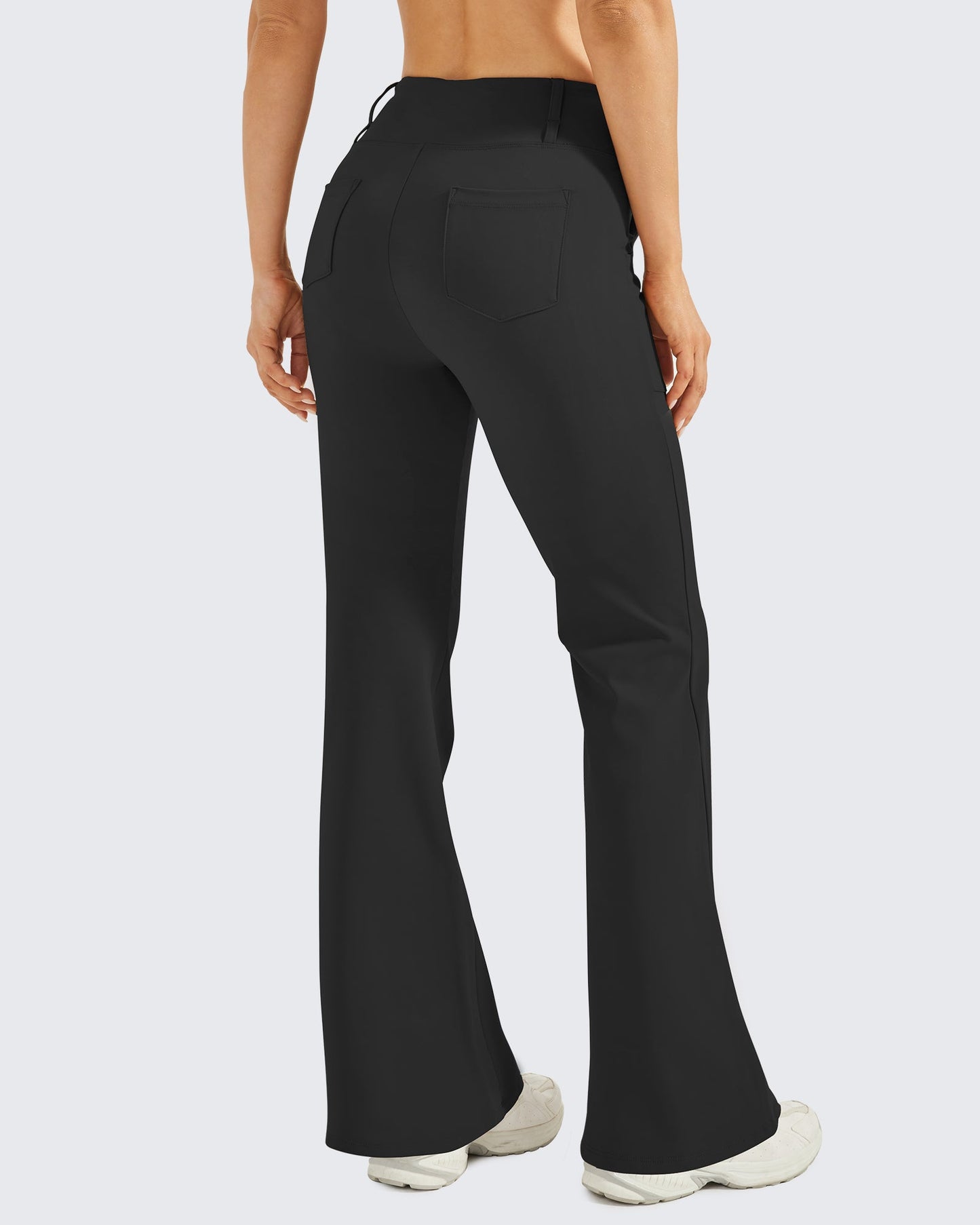 Pantalones acampanados de trabajo de cintura alta con forro polar