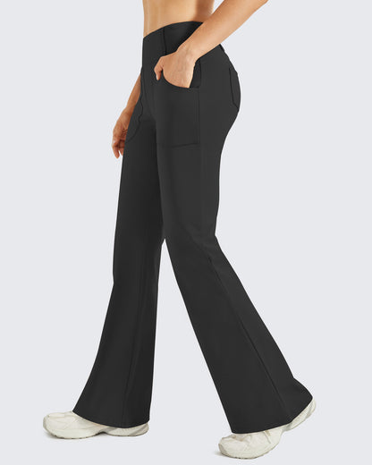Pantalones acampanados de trabajo de cintura alta con forro polar
