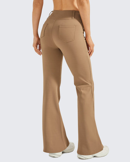 Pantalones acampanados de trabajo de cintura alta con forro polar
