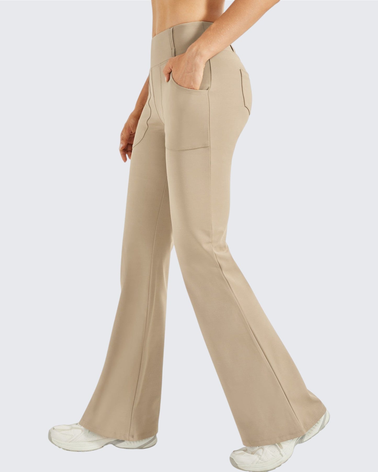 Pantalones acampanados de trabajo de cintura alta con forro polar
