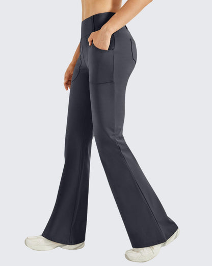 Pantalones acampanados de trabajo de cintura alta con forro polar
