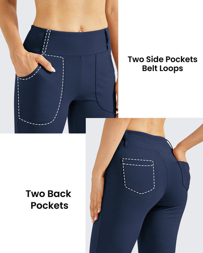 Pantalones acampanados de trabajo de cintura alta con forro polar