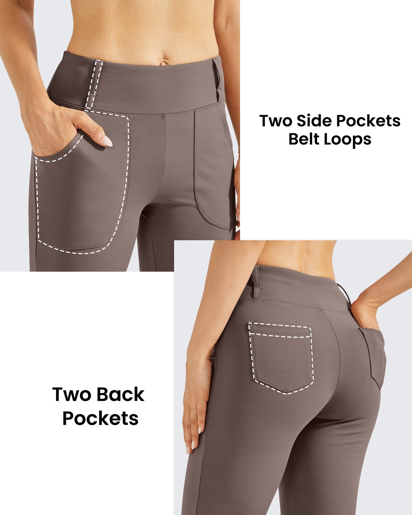 Pantalones acampanados de trabajo de cintura alta con forro polar