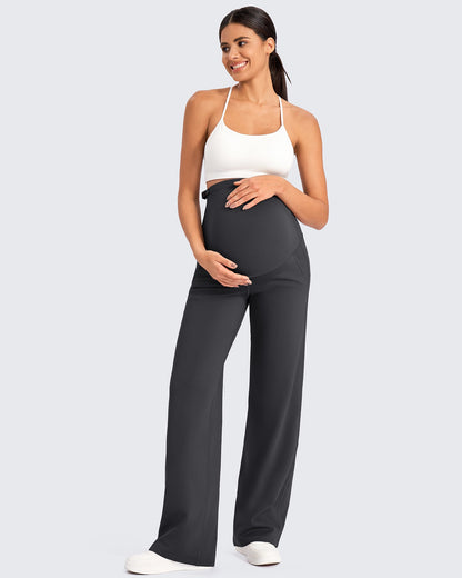 Pantalones de trabajo cálidos de maternidad forrados con forro polar