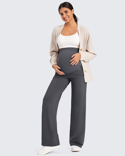 Pantalones de trabajo cálidos de maternidad forrados con forro polar