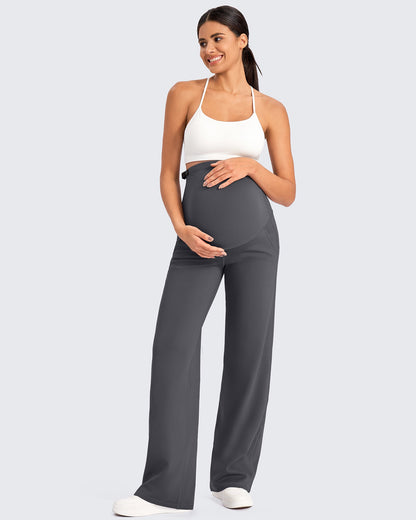 Pantalones de trabajo cálidos de maternidad forrados con forro polar