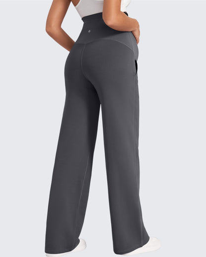 Pantalones de trabajo cálidos de maternidad forrados con forro polar