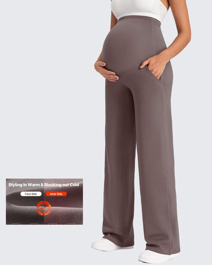 Pantalones de trabajo cálidos de maternidad forrados con forro polar