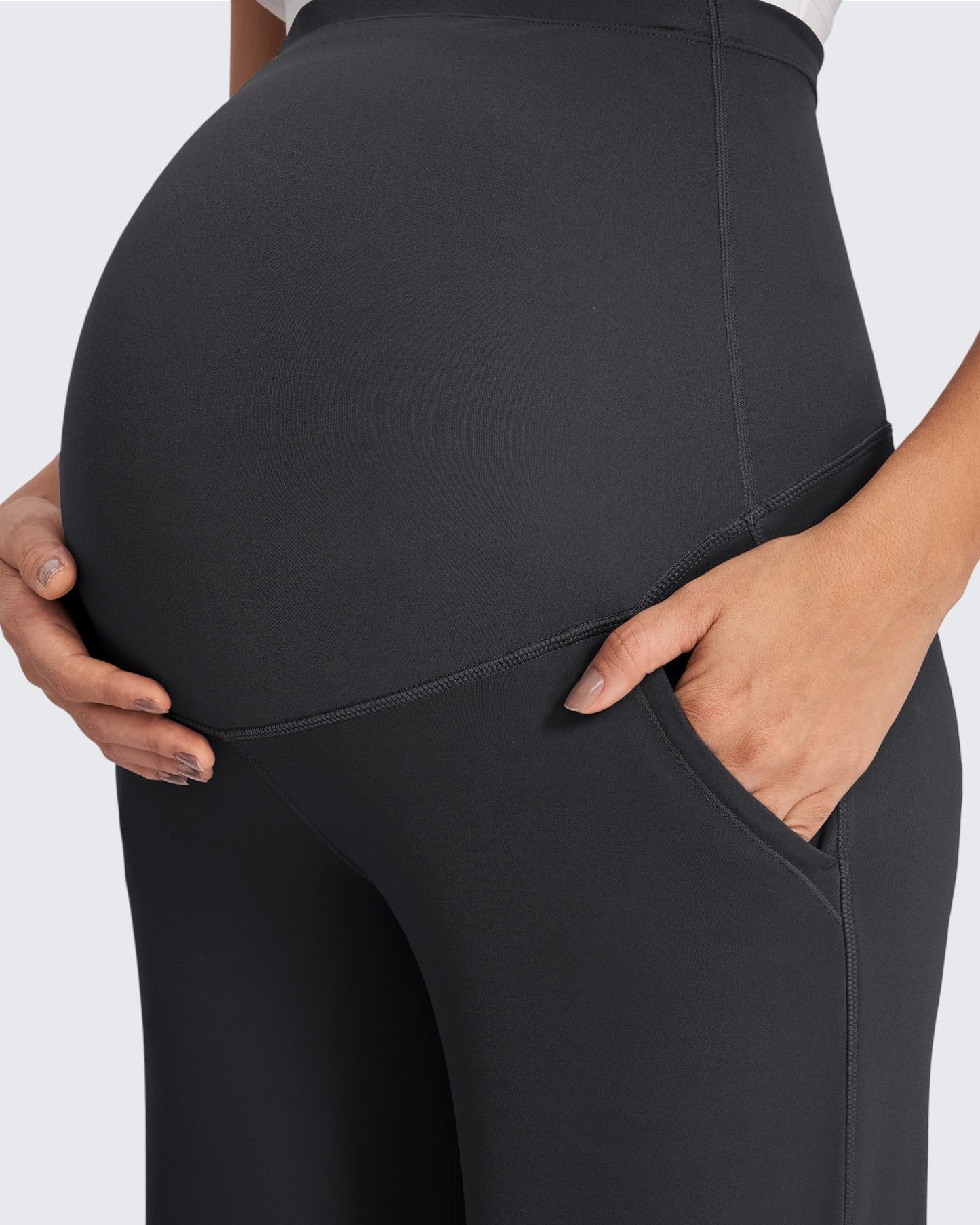 Pantalones de trabajo cálidos de maternidad forrados con forro polar