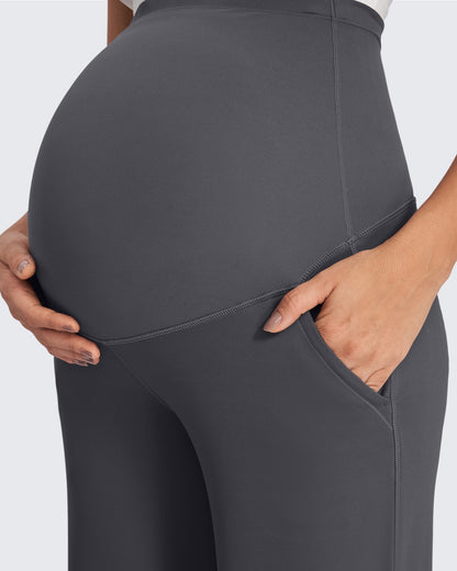 Pantalones de trabajo cálidos de maternidad forrados con forro polar