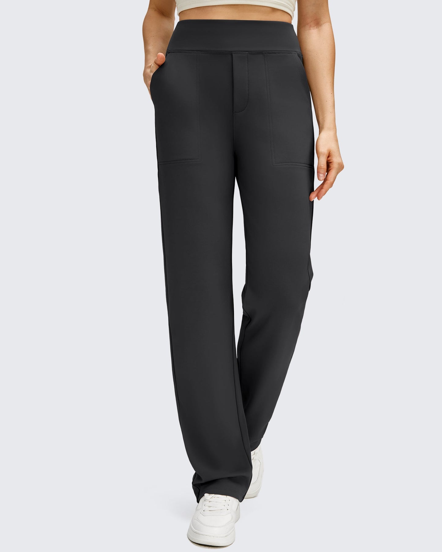 Pantalones de trabajo térmicos con forro polar de pierna recta para invierno