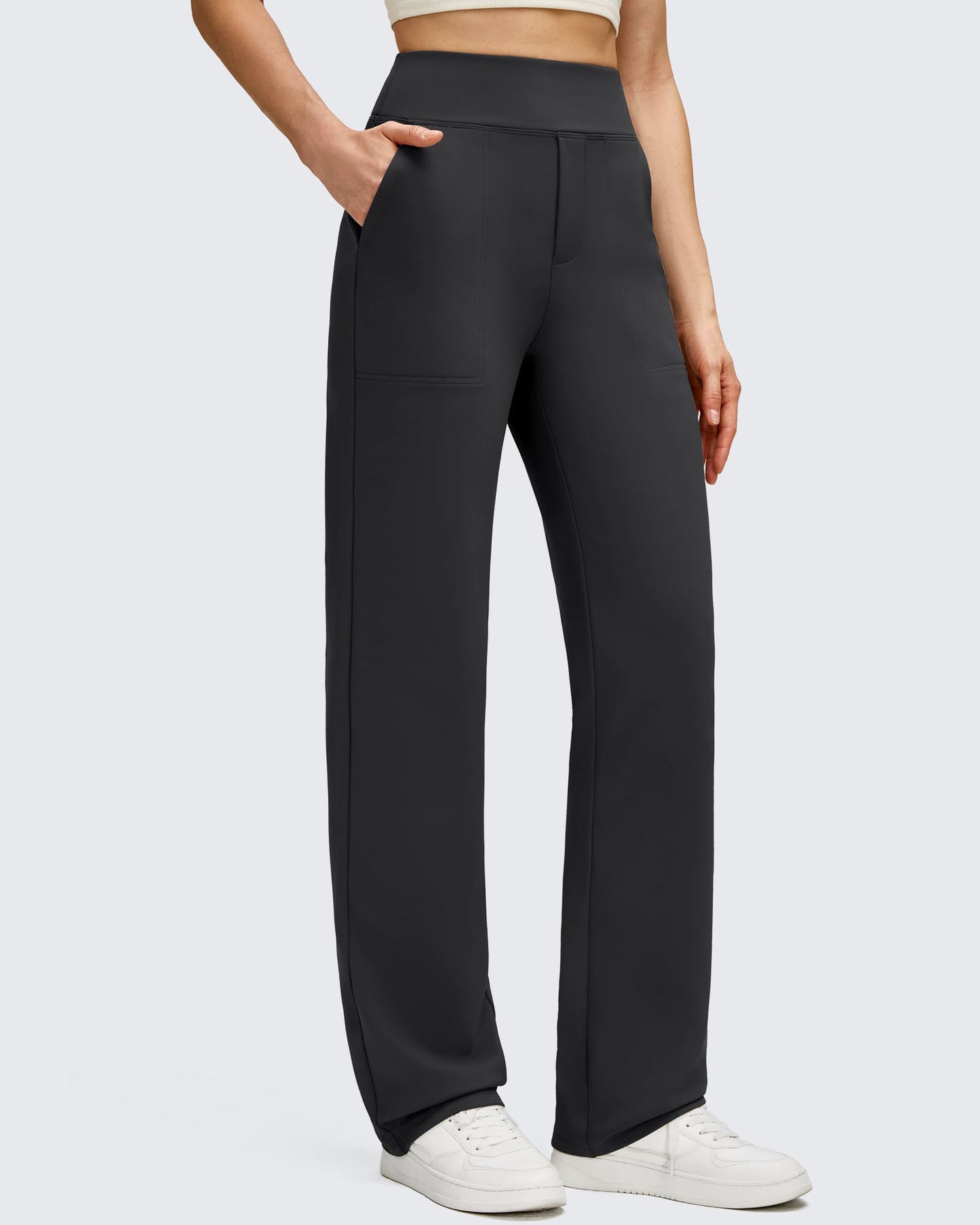 Pantalones de trabajo térmicos con forro polar de pierna recta para invierno