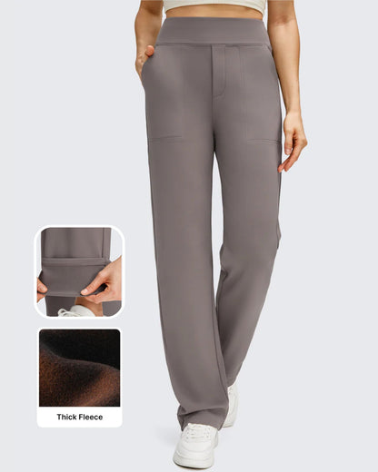 Pantalones de trabajo térmicos con forro polar de pierna recta para invierno