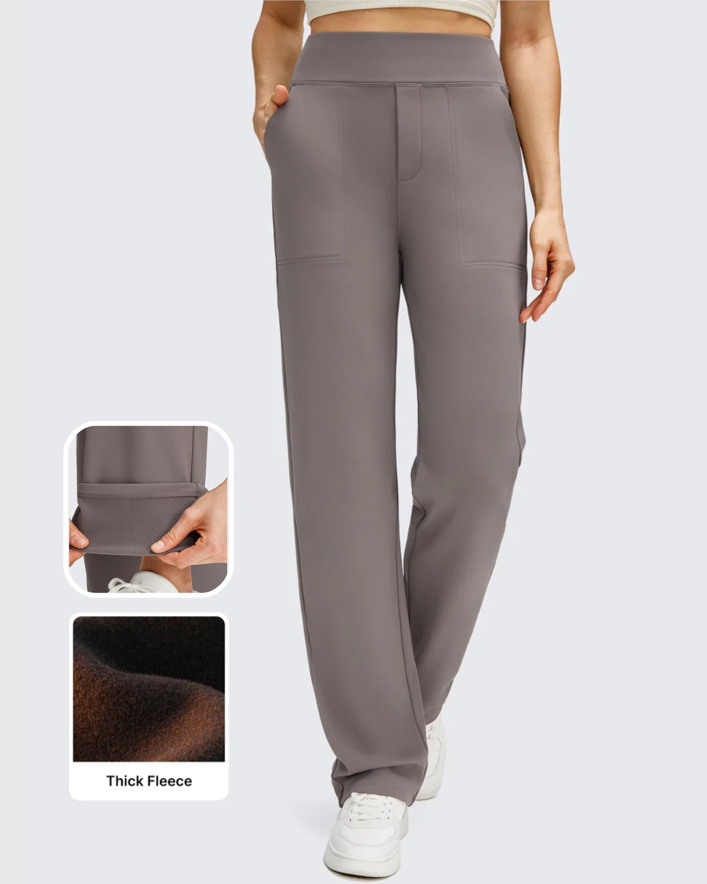 Pantalones de trabajo térmicos con forro polar de pierna recta para invierno