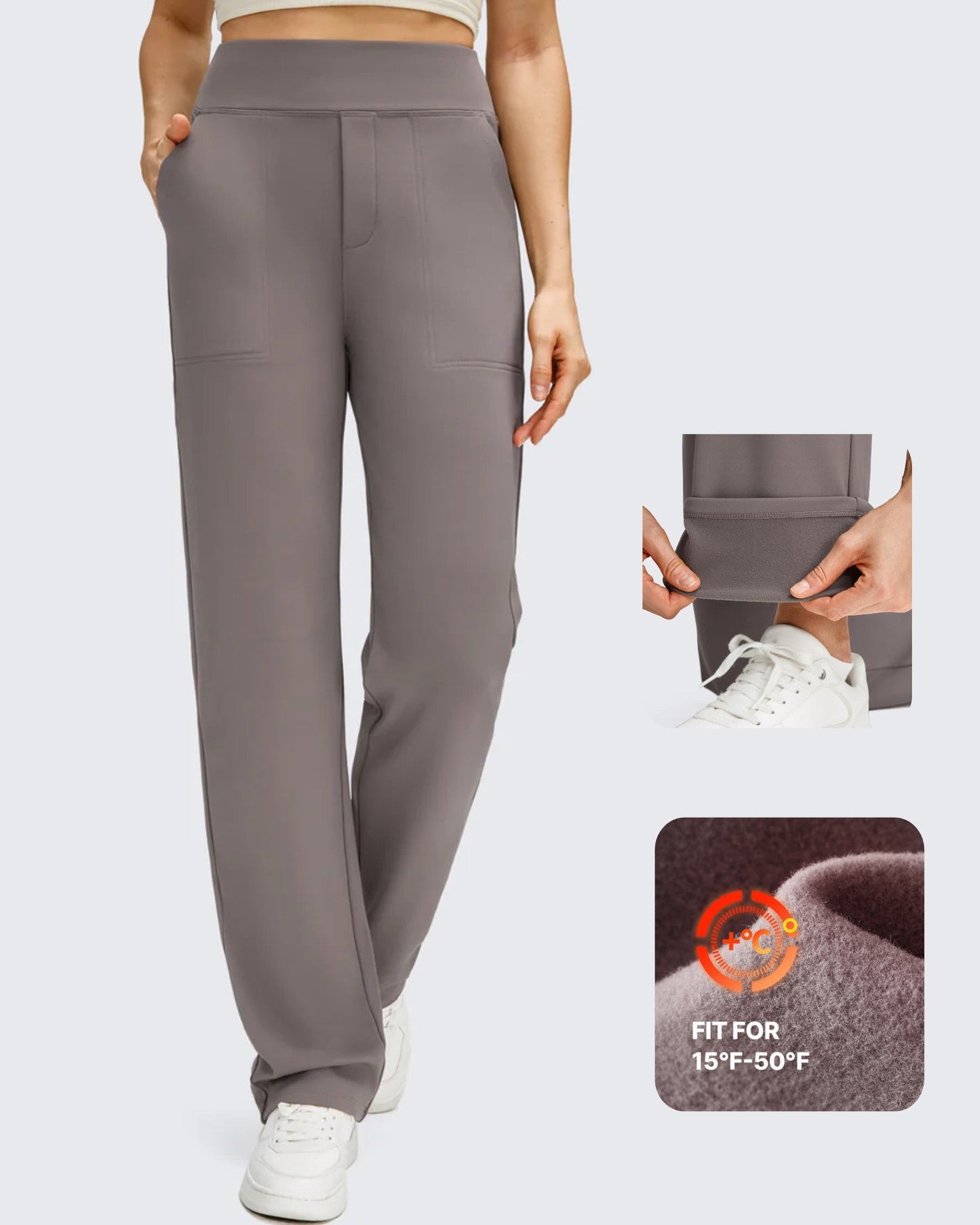 Pantalones de trabajo térmicos con forro polar de pierna recta para invierno