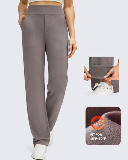 Pantalones de trabajo térmicos con forro polar de pierna recta para invierno