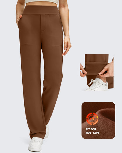 Pantalones de trabajo térmicos con forro polar de pierna recta para invierno