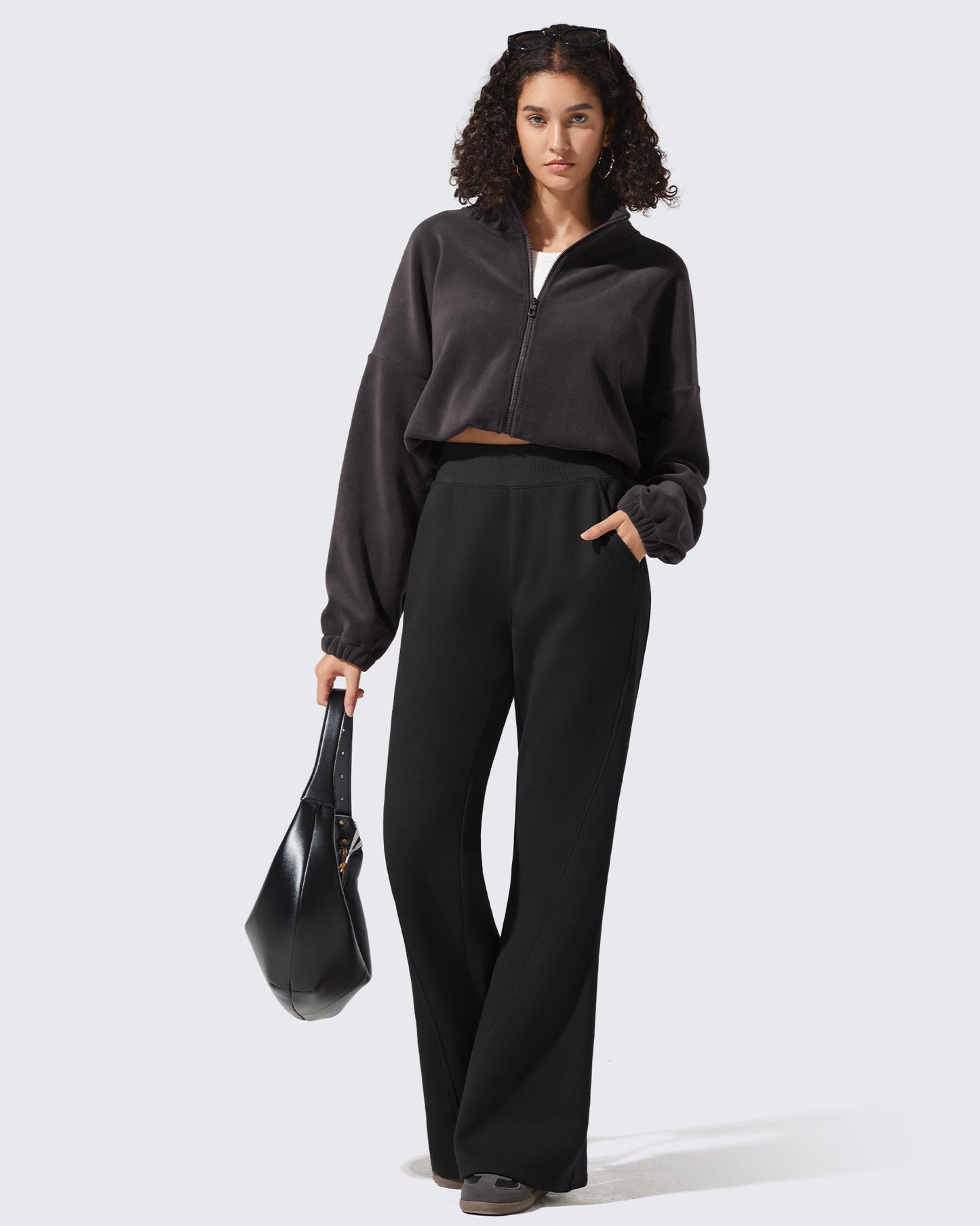 Pantalones de chándal acampanados sueltos con forro polar Flurrylux