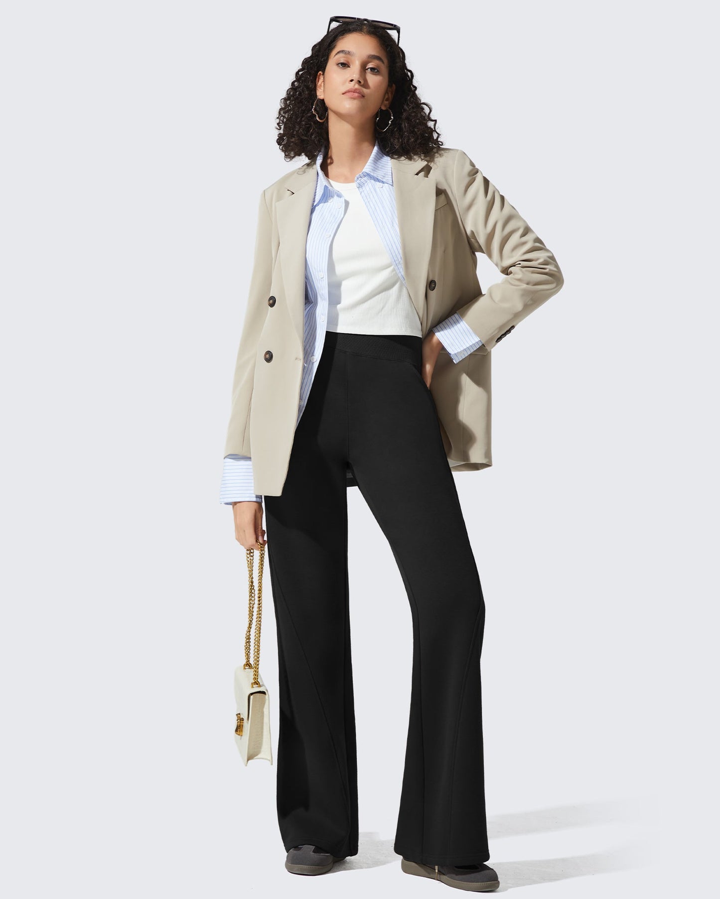 Pantalones de chándal acampanados sueltos con forro polar Flurrylux