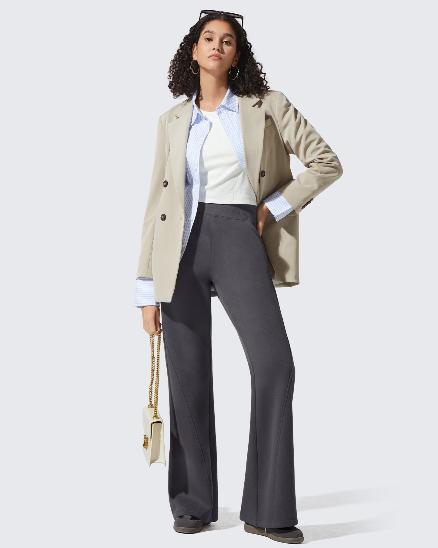 Pantalones de chándal acampanados sueltos con forro polar Flurrylux