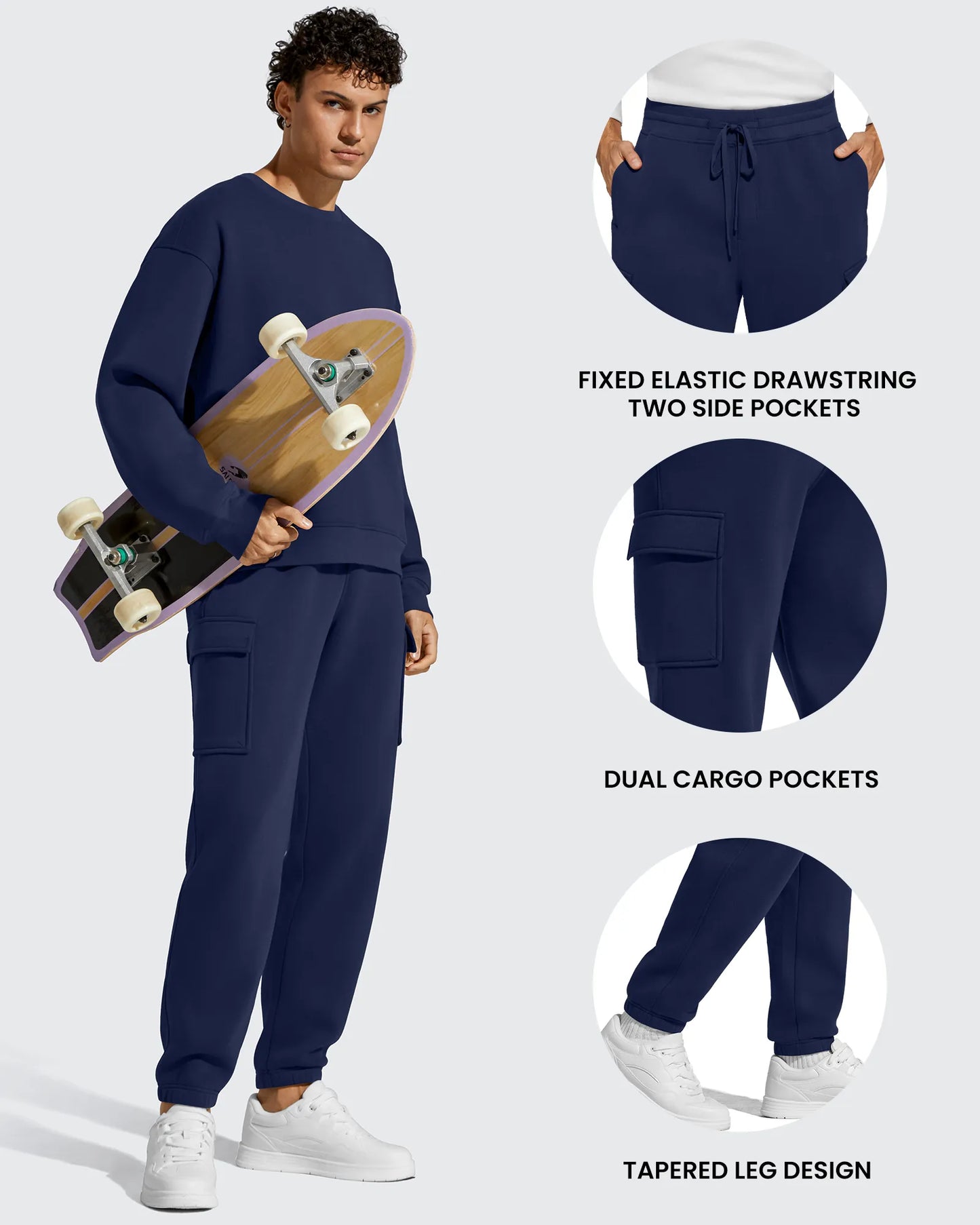 Pantalones cargo Flurrylux de algodón con forro polar y cordón para hombre