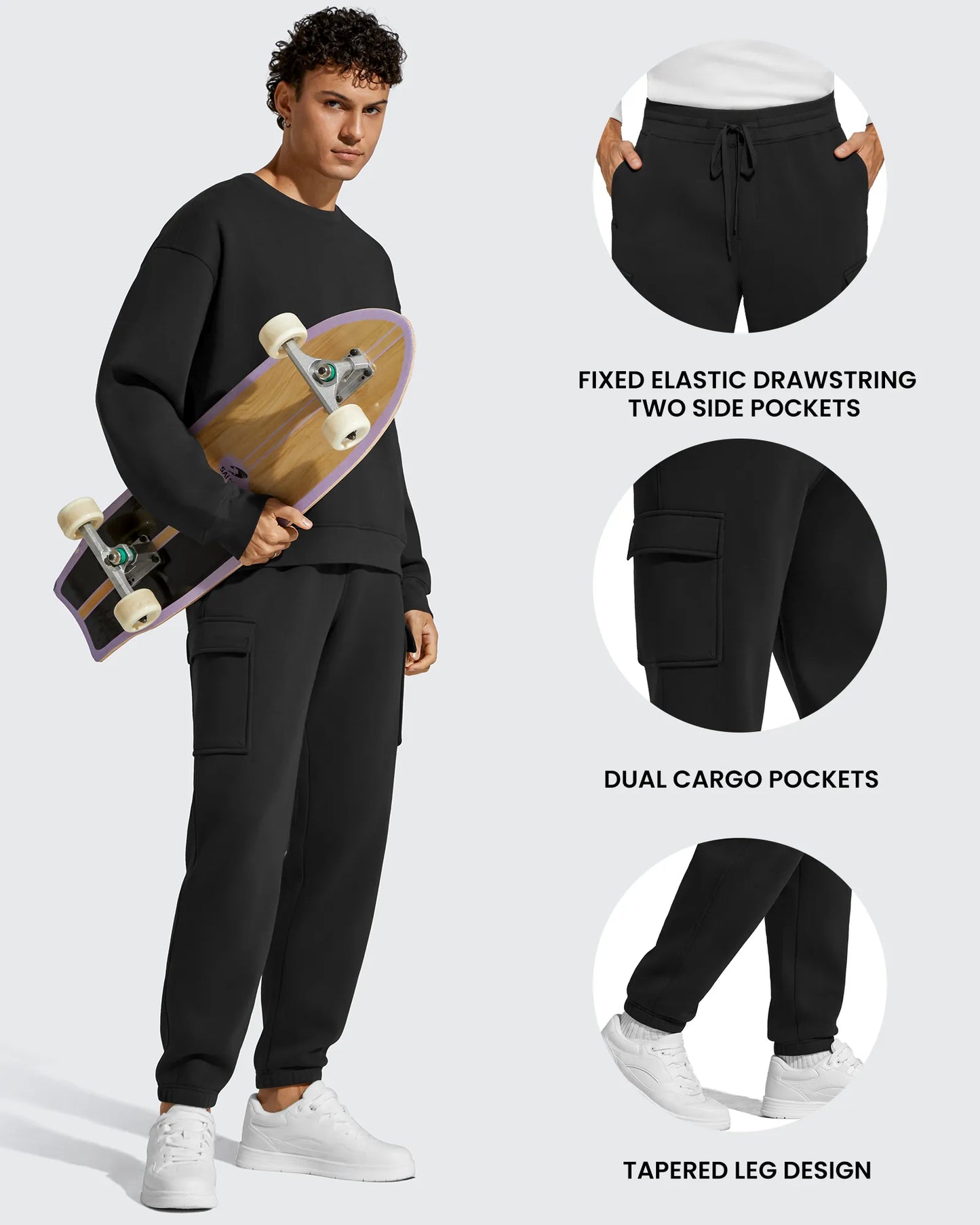 Pantalones cargo Flurrylux de algodón con forro polar y cordón para hombre