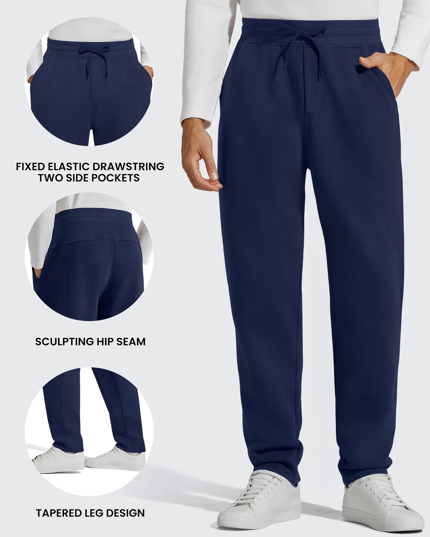 Flurrylux Pantalones de Hombre de Algodón de Pierna Recta con Cordón y Forro Polar