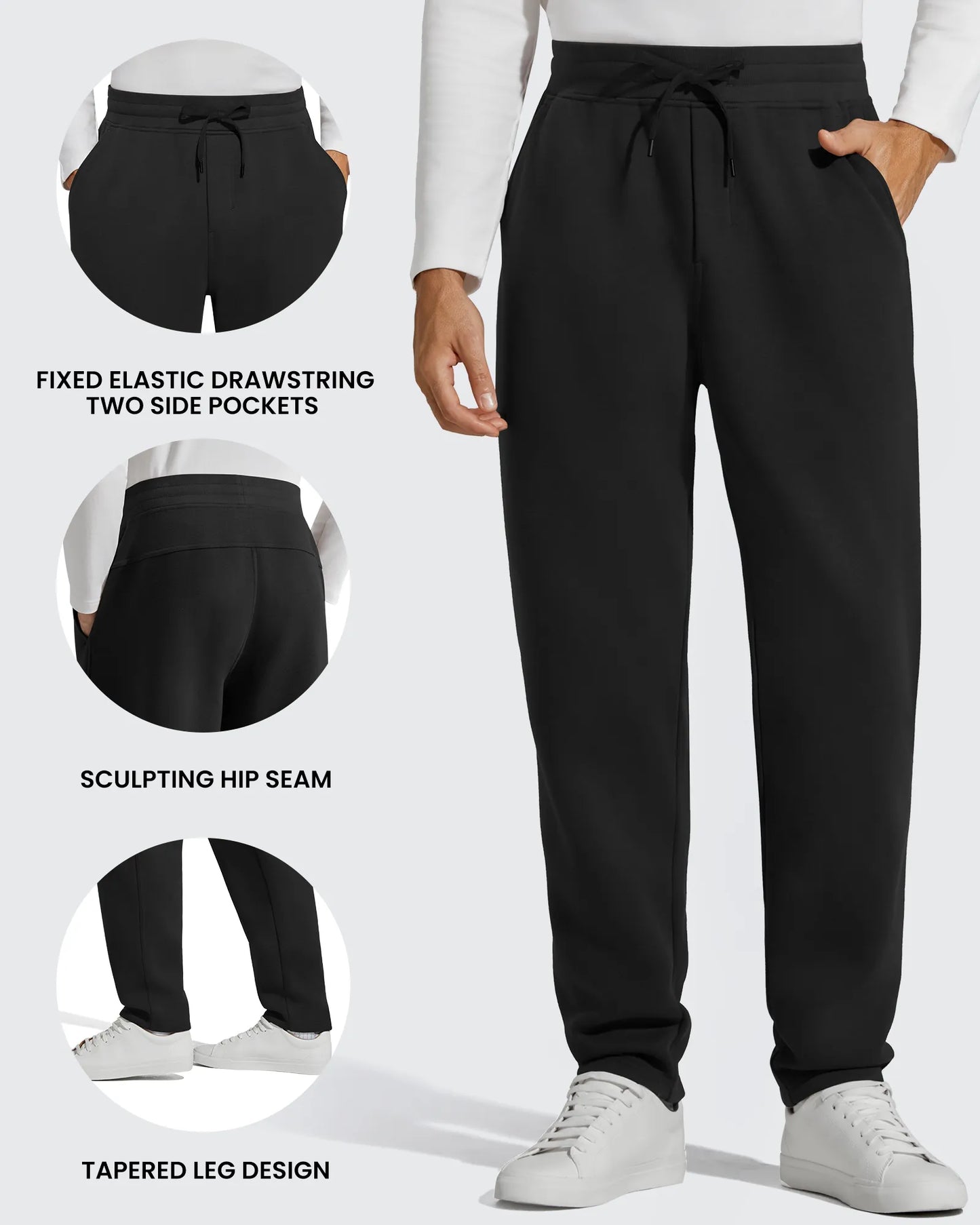 Flurrylux Pantalones de Hombre de Algodón de Pierna Recta con Cordón y Forro Polar