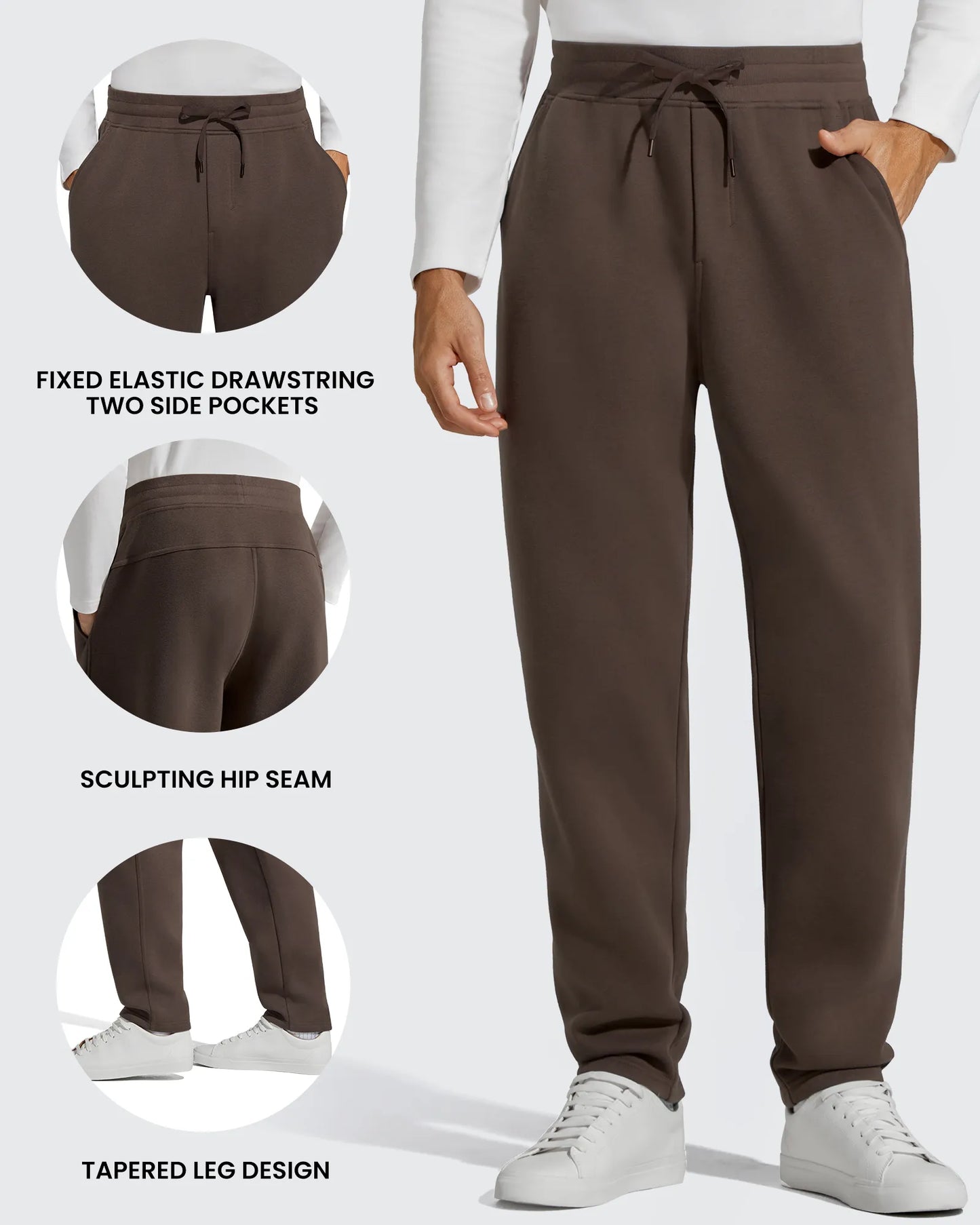 Flurrylux Pantalones de Hombre de Algodón de Pierna Recta con Cordón y Forro Polar