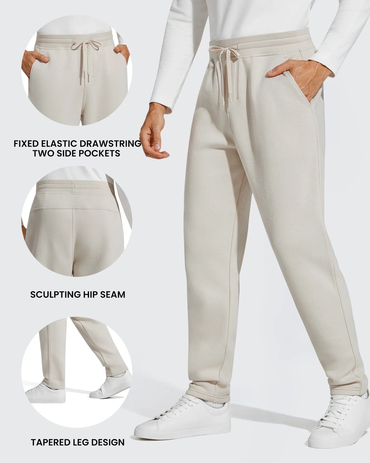 Flurrylux Pantalones de Hombre de Algodón de Pierna Recta con Cordón y Forro Polar