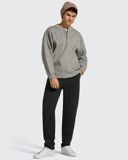 Flurrylux Pantalones de Hombre de Algodón de Pierna Recta con Cordón y Forro Polar