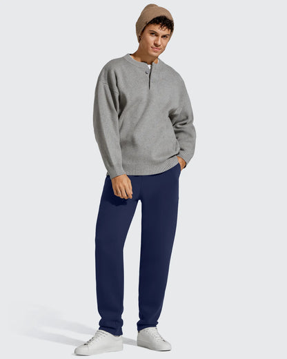 Flurrylux Pantalones de Hombre de Algodón de Pierna Recta con Cordón y Forro Polar