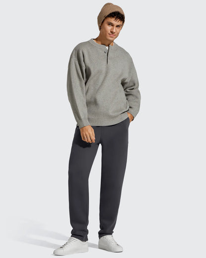 Flurrylux Pantalones de Hombre de Algodón de Pierna Recta con Cordón y Forro Polar