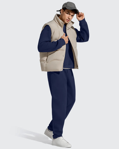 Flurrylux Pantalones de Hombre de Algodón de Pierna Recta con Cordón y Forro Polar