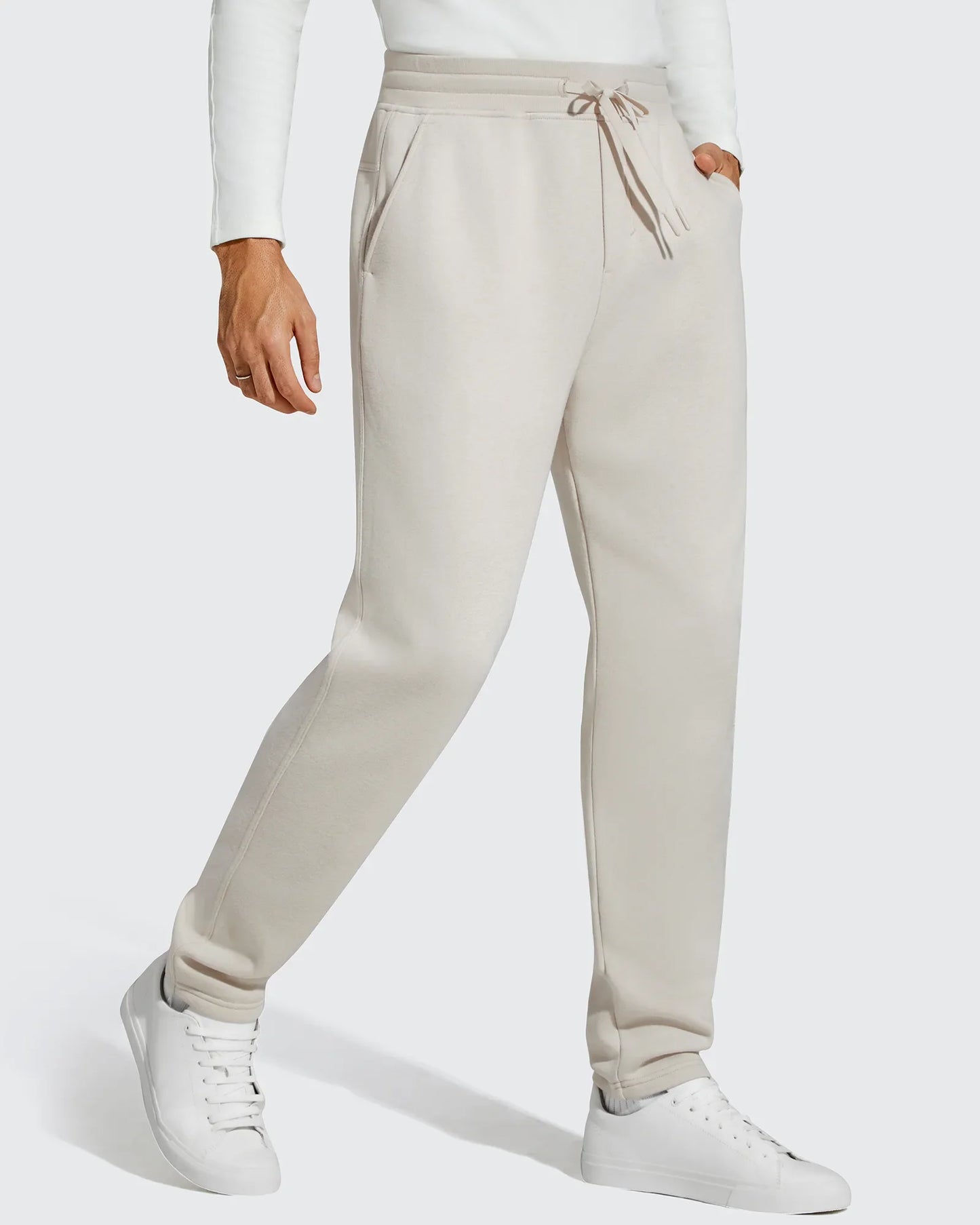 Flurrylux Pantalones de Hombre de Algodón de Pierna Recta con Cordón y Forro Polar