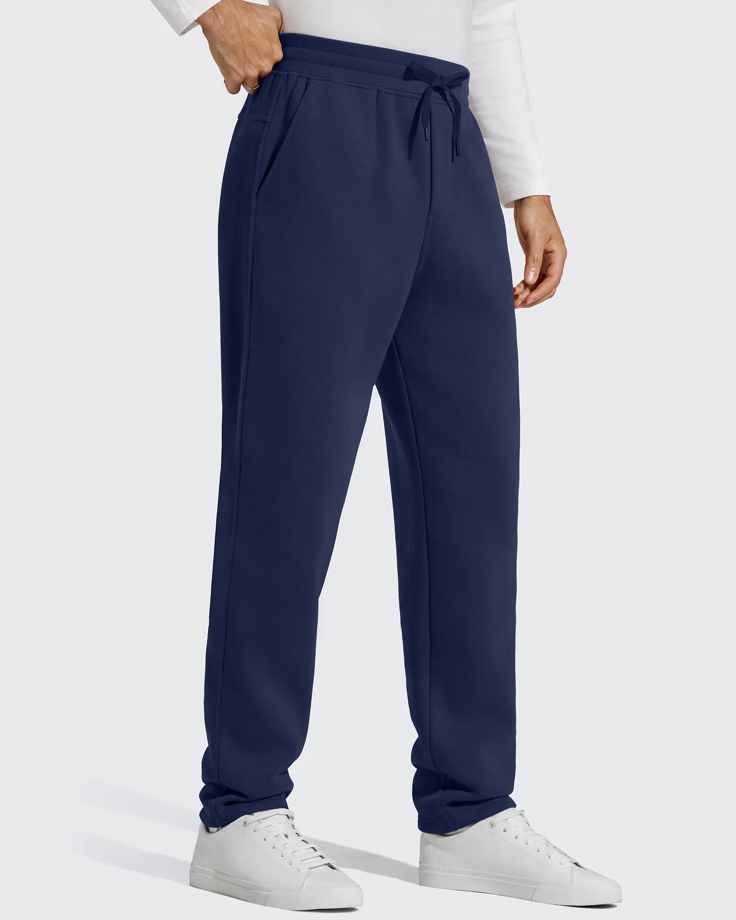 Flurrylux Pantalones de Hombre de Algodón de Pierna Recta con Cordón y Forro Polar