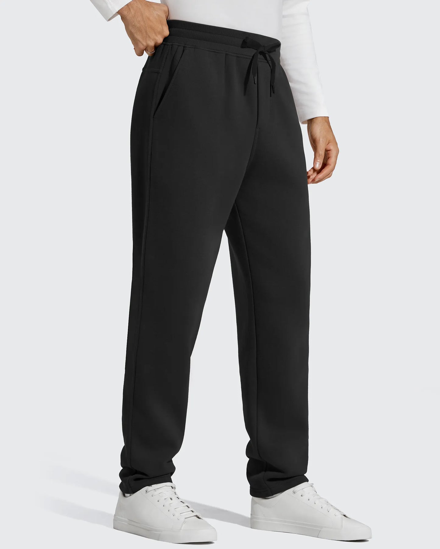 Flurrylux Pantalones de Hombre de Algodón de Pierna Recta con Cordón y Forro Polar