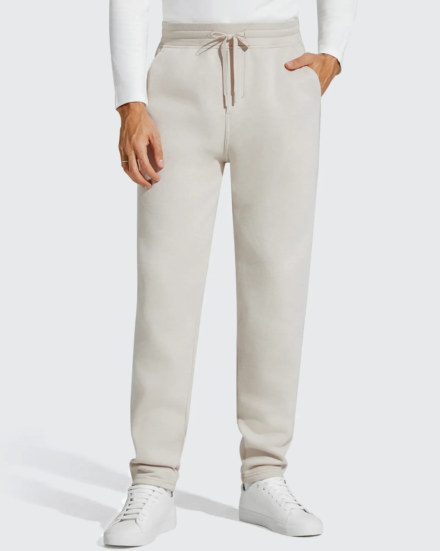 Flurrylux Pantalones de Hombre de Algodón de Pierna Recta con Cordón y Forro Polar