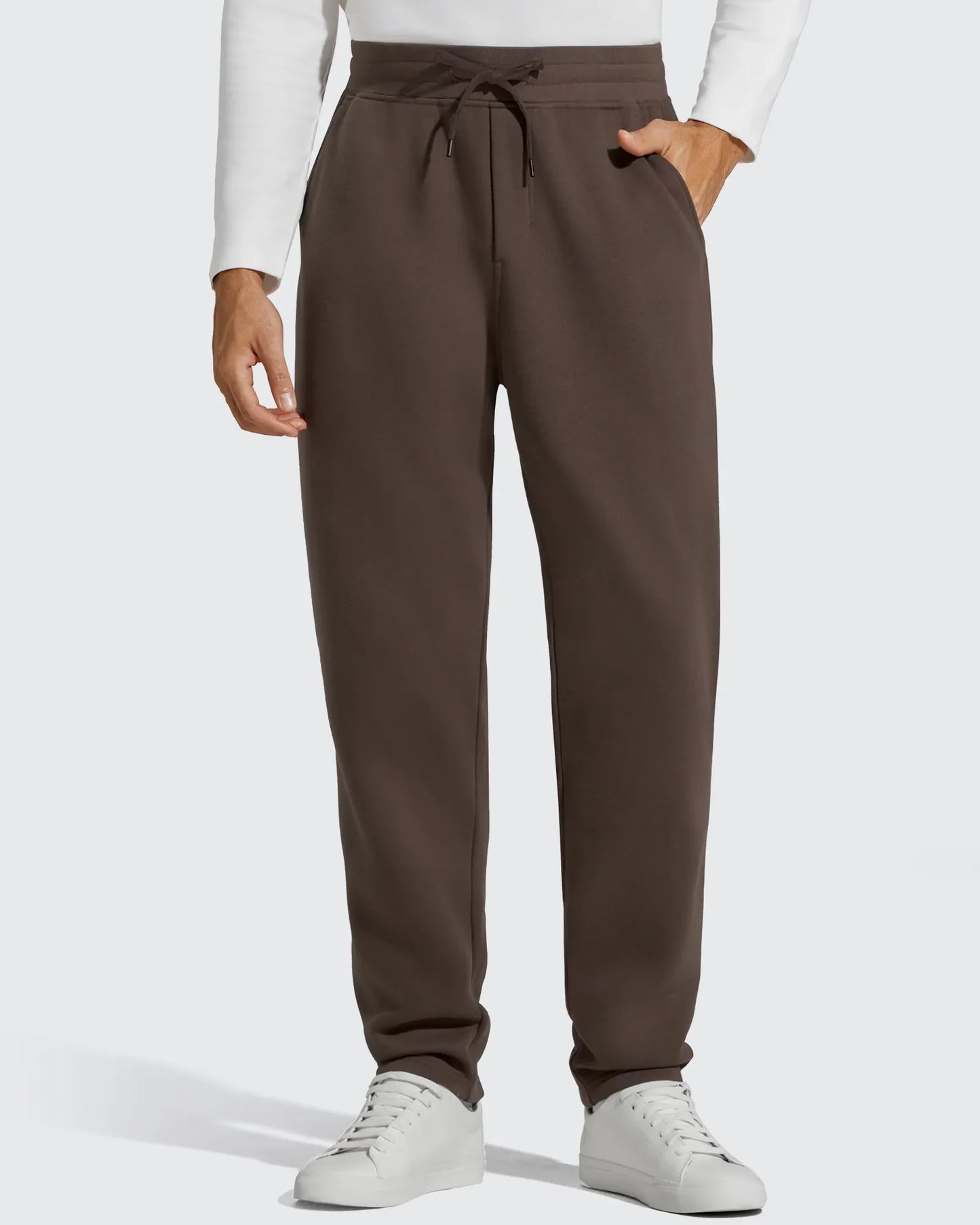 Flurrylux Pantalones de Hombre de Algodón de Pierna Recta con Cordón y Forro Polar
