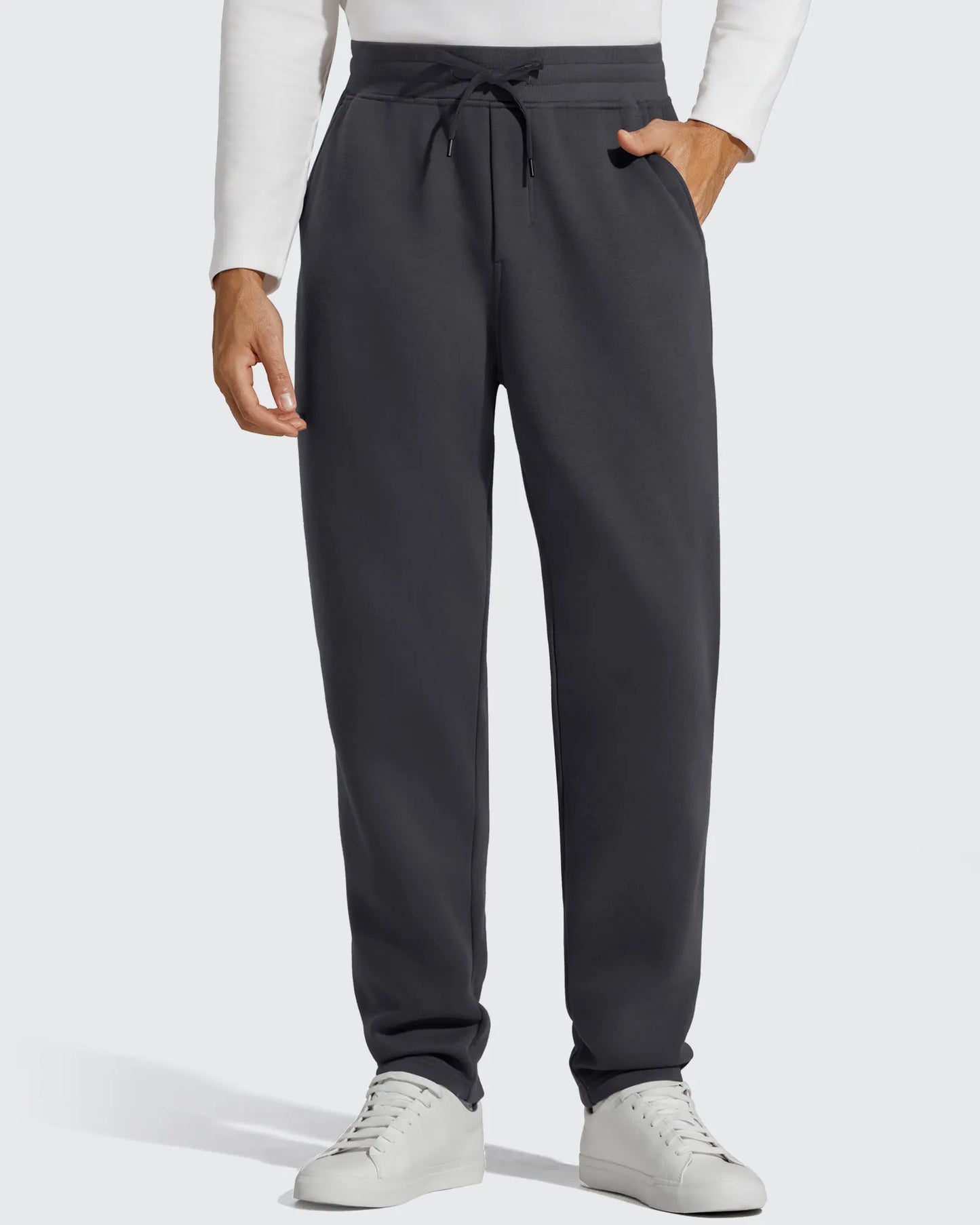 Flurrylux Pantalones de Hombre de Algodón de Pierna Recta con Cordón y Forro Polar