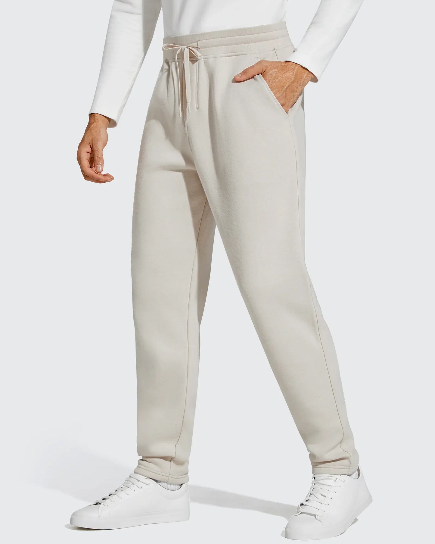 Flurrylux Pantalones de Hombre de Algodón de Pierna Recta con Cordón y Forro Polar