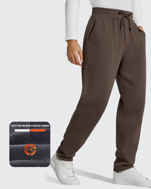 Flurrylux Pantalones de Hombre de Algodón de Pierna Recta con Cordón y Forro Polar