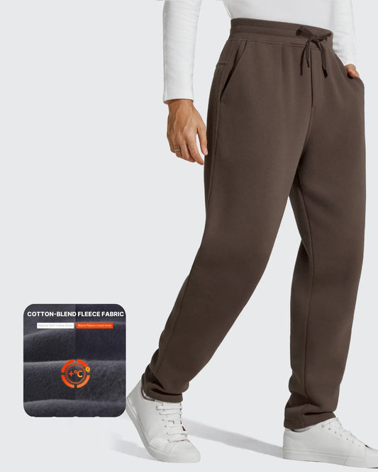 Flurrylux Pantalones de Hombre de Algodón de Pierna Recta con Cordón y Forro Polar