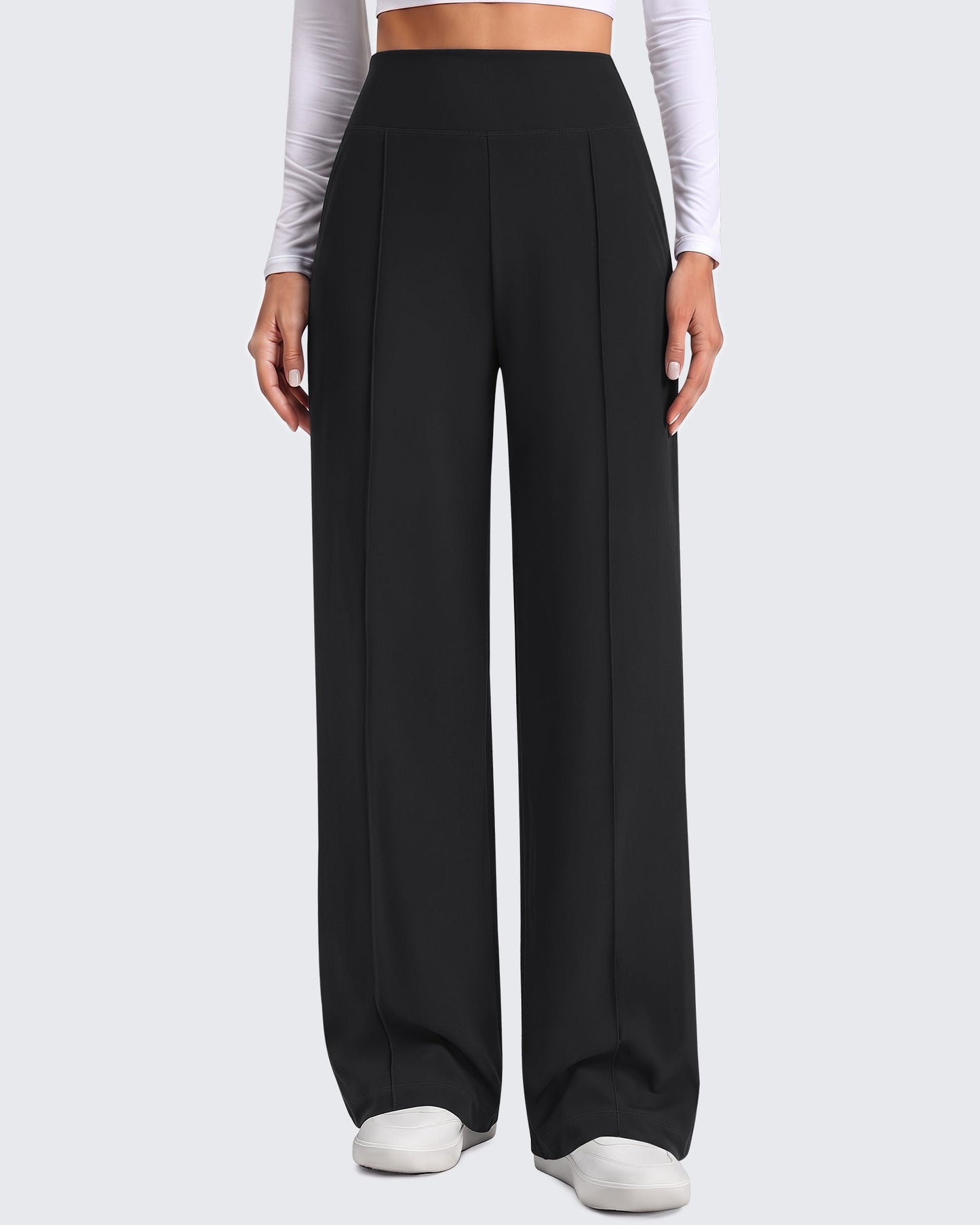 G4Free EverGoing Pantalones de yoga de pierna ancha de talle alto con costura frontal y bolsillos
