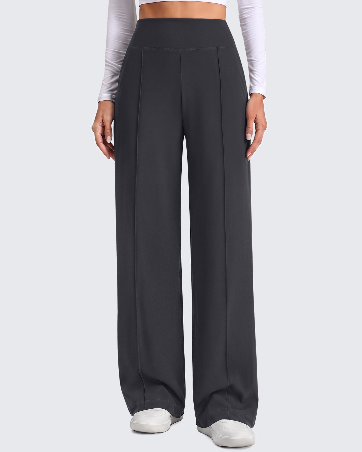 G4Free EverGoing Pantalones de yoga de pierna ancha de talle alto con costura frontal y bolsillos