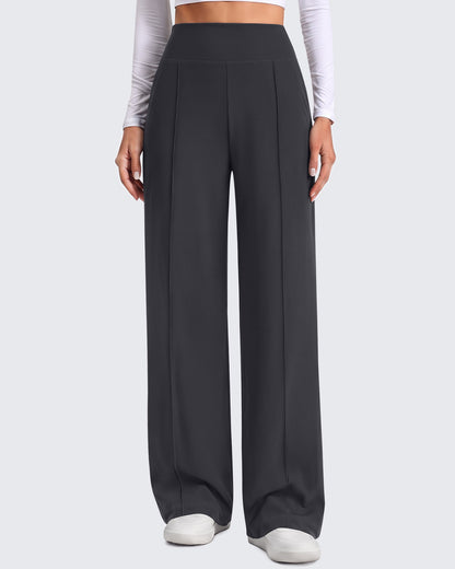 G4Free EverGoing Pantalones de yoga de pierna ancha de talle alto con costura frontal y bolsillos