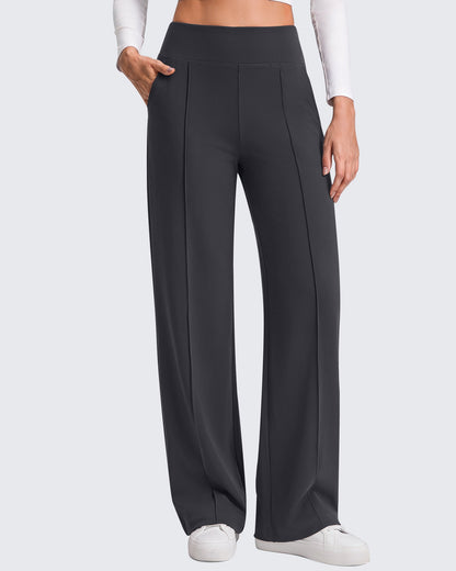 G4Free EverGoing Pantalones de yoga de pierna ancha de talle alto con costura frontal y bolsillos